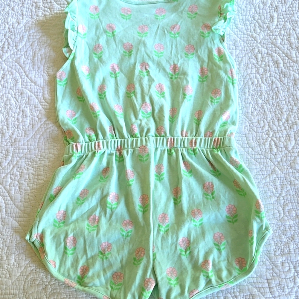 The Beaufort Bonnet Company Mint Green Floral One Piece Romper Size 8 - Picture 5 of 5